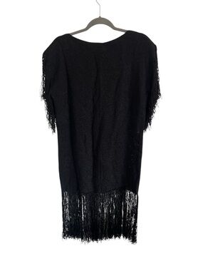VTG Panache Handwoven Black Fringe Dress, size small